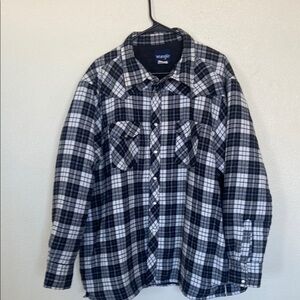 Wrangler Men's Black and White Snap down Plaid Shirt